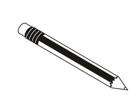 Silhouette of pencil to write on white background Stock Illustration