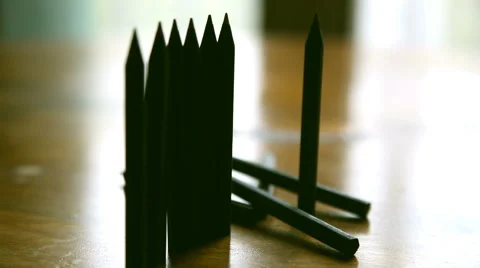 Silhouette of pencils on the table Stock-Footage 55843781
