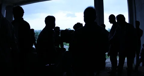 Silhouette of People argument Stock Footage 93554997