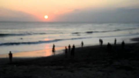 Silhouette of the people on the beach Stock Footage 153230410