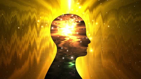 Silhouette of People with brainwave effect Stock Footage 159596956