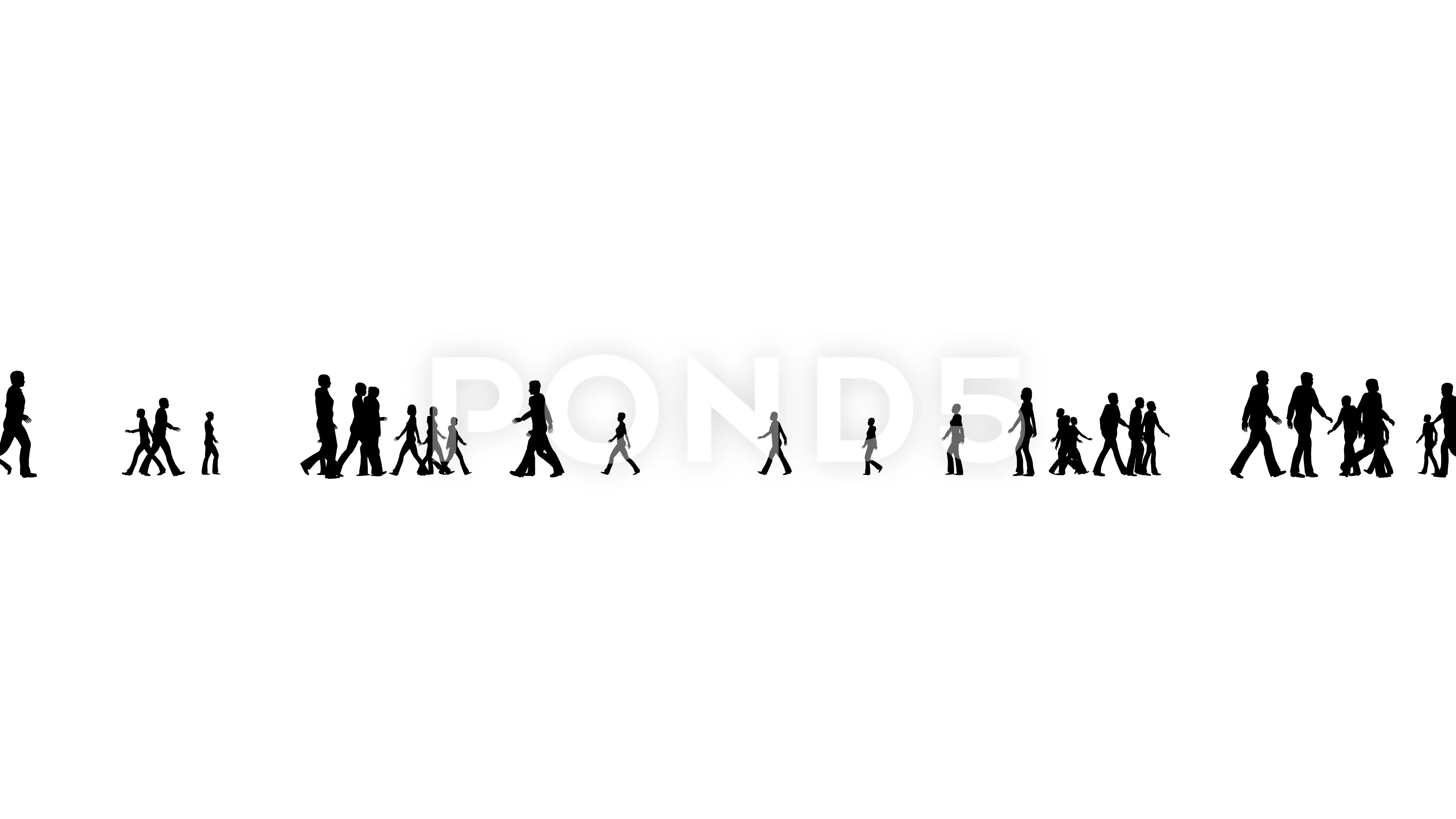 crowd of people walking silhouette