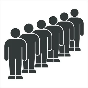 Silhouette of People in Diagonal Line Formation Stock Illustration