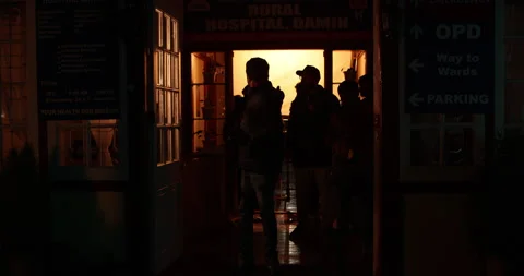 Silhouette of people at a Door Video stock 340352327