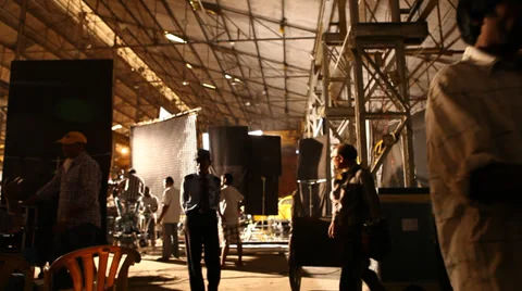 Silhouette of people in old Factory Stock Footage 39842953