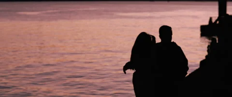 Silhouette of people posing for photo Stock Footage 152885758