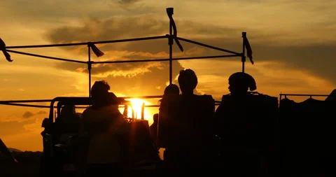 Silhouette of people in sunset Stock Footage 291967747