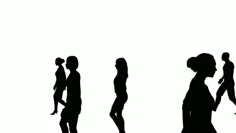 silhouette people walk on white backgrou... | Stock Video | Pond5