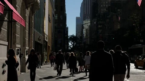 Silhouette of people walking on 5th Aven... | Stock Video | Pond5