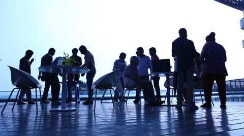 Silhouette of people at work place Stock Footage 44850427