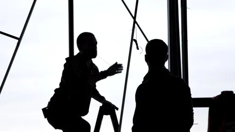 Silhouette Of People Working Stock Footage 102050443