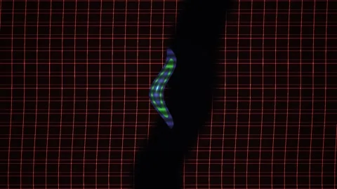Silhouette of a person in front of a grid background with a colorful pattern. Stock Footage 336256619