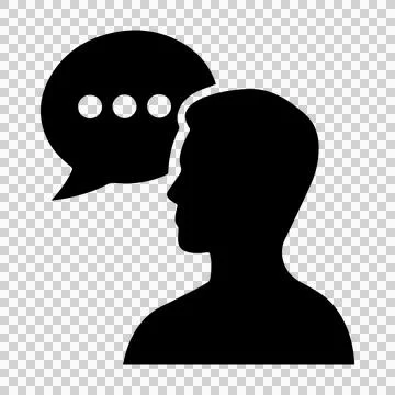 Silhouette of person thinking with speech bubble. Stock Illustration