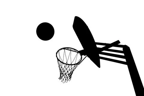 Silhouette picture of basketball goal Stock Photos