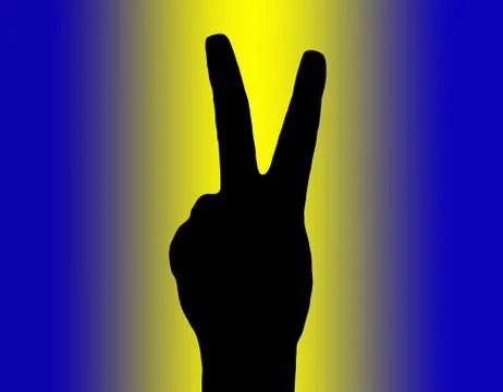 Silhouette piece hand on colored background Stock Illustration