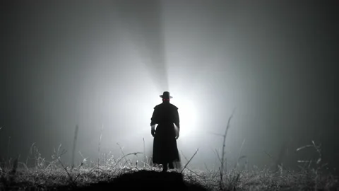 Silhouette of plague doctor man in long ... | Stock Video | Pond5