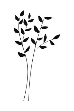 Silhouette plant isolated on white background.Vector illustration. Stock Illustration