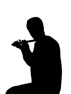 Silhouette playing a flute Stock Illustration