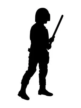 Silhouette of policeman with baton Stock Illustration