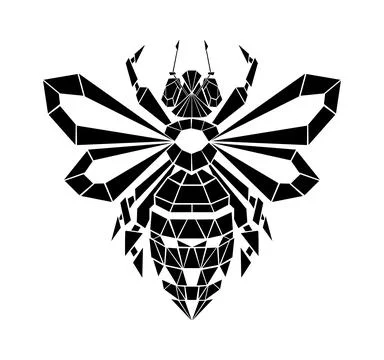 Silhouette polygonal bee Stock Illustration