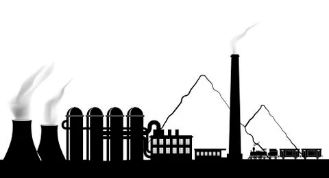 Silhouette of a power plant. Stock Illustration