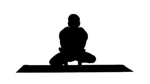 Silhouette Practicing Yoga exercises. Scale Pose - Tolasana Stock-Illustration