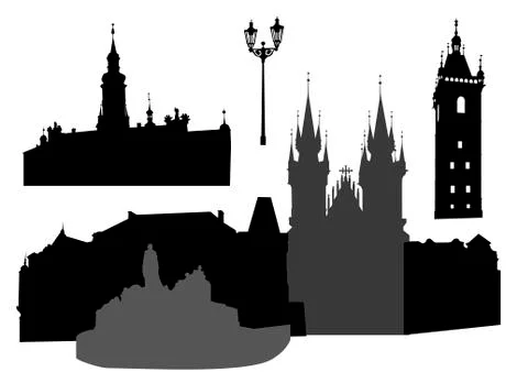 Silhouette of Prague. Stock Illustration