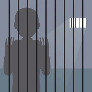 Silhouette of a prisoner Stock Illustration