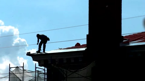 Silhouette of professional construction worker. Russia - 04 September 2026 库存影片 341833571