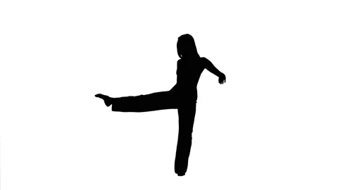 Silhouette. Professional dancer performs over white background, slow tempo. Video stock 141257712
