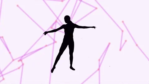 Silhouette. Professional dancer performs over an animated background. Video stock 141258070
