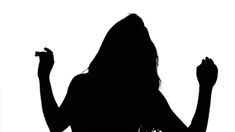 Silhouette. Professional dancer performs over white background, slow tempo. Video stock 141364281