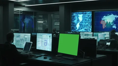 Silhouette of a professional IT programmer working in a data center Video stock 239266154