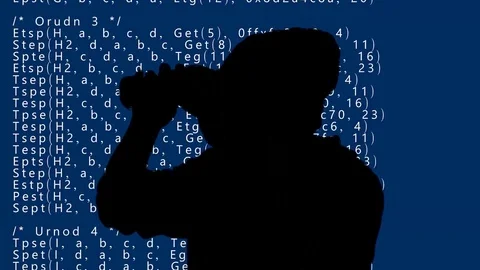 Silhouette program man binoculars Stock Footage 71783678