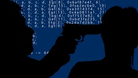 Silhouette program man robbing woman Video stock 71785808