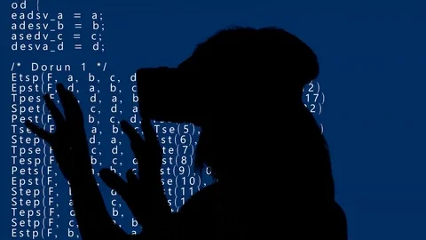 Silhouette program woman virtual reality Video stock 71791427