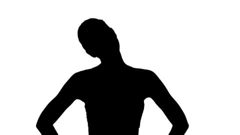 Silhouette Proper warm up can prevent neck strain and injury. Stock Illustration