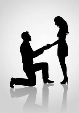 Silhouette of a proposing man Stock Illustration