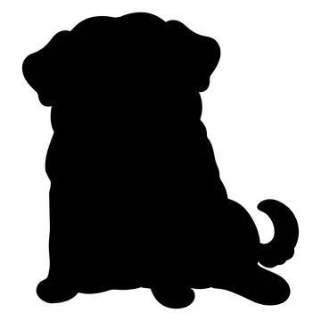 Silhouette of pug sitting in front view Stock Illustration