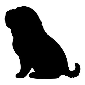 Silhouette of pug sitting in side view Stock Illustration