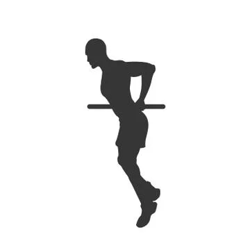 Silhouette of pull-up man. Horizontal bar. Outdoor fitness. Young active boy Stock Illustration