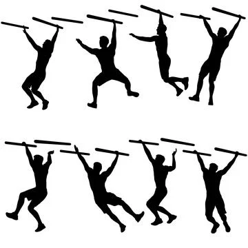 Silhouette of a pull up workout steps on a white background Illustrazione stock