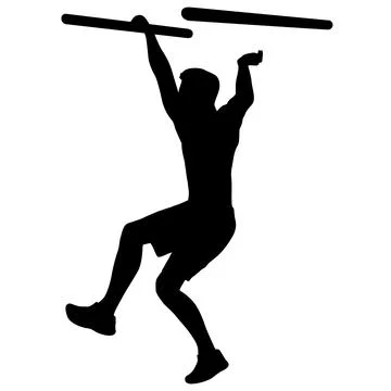 Silhouette of a pull up workout steps on a white background Stock Illustration