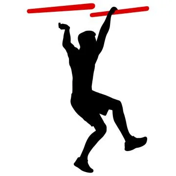 Silhouette of a pull up workout steps on a white background Stock Illustration