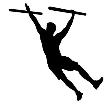 Silhouette of a pull up workout steps on a white background Stock Illustration