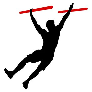 Silhouette of a pull up workout steps on a white background Illustrazione stock