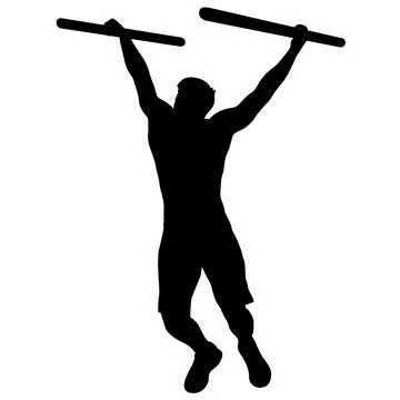 Silhouette of a pull up workout steps on a white background Stock Illustration