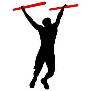 Silhouette of a pull up workout steps on a white background Illustrazione stock