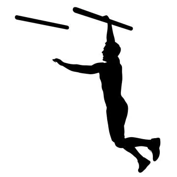 Silhouette of a pull up workout steps on a white background Stock Illustration