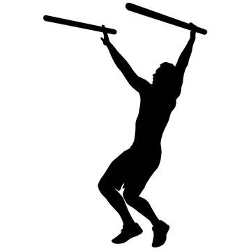 Silhouette of a pull up workout steps on a white background Illustrazione stock